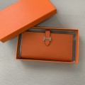 「#4564」 Hermes orange suit clip bearn wallet togo leather 17.5*9cm