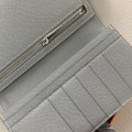 「#4565」 Hermes Linen Blue Suit Clip Bearn Wallet Togo Leather 17.5*9cm
