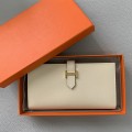 「#4567」 Hermes milkshake platinum suit clip bearn wallet togo leather 17.5*9cm