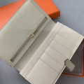 「#4567」 Hermes milkshake platinum suit clip bearn wallet togo leather 17.5*9cm