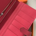 「#4568」 Hermes pink suit wallet bearn wallet togo leather 17.5*9cm