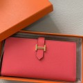 「#4569」 Hermes lipstick pink gold clip bearn wallet togo leather 17.5*9cm