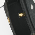 「#4572」 Hermès Black HB20H Viking Canvas and Hunter Leather Shoulder Bag 20cm