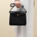 「#4572」 Hermès Black HB20H Viking Canvas and Hunter Leather Shoulder Bag 20cm