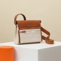 「#4573」 Hermès Golden Brown HB20H Viking Canvas and Hunter Leather Shoulder Bag 20cm