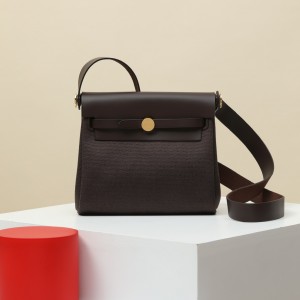 「#4574」Hermès HB20H Gold Buckle Viking Canvas and Hunter Leather Shoulder Bag 20cm