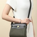 「#4576」 Hermès Black/Bronze Green Gold Buckle HB20H Viking Canvas and Hunter Leather Shoulder Bag 20cm