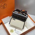 「#4578」 Hermès Ebony Gold Buckle HB20H Viking Canvas and Hunter Leather Shoulder Bag 20cm