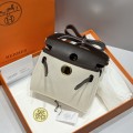 「#4578」 Hermès Ebony Gold Buckle HB20H Viking Canvas and Hunter Leather Shoulder Bag 20cm