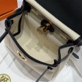 「#4580」 Hermes Cement Grey Gold Buckle HB20H Viking Canvas and Hunter Leather Shoulder Bag 20cm