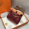 「#4582」 Hermes Saddle Red Silver Buckle HB20H Viking Canvas and Hunter Leather Shoulder Bag 20cm