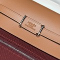 「#4582」 Hermes Saddle Red Silver Buckle HB20H Viking Canvas and Hunter Leather Shoulder Bag 20cm