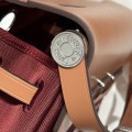 「#4582」 Hermes Saddle Red Silver Buckle HB20H Viking Canvas and Hunter Leather Shoulder Bag 20cm