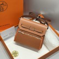 「#4585」 Hermes Gold Brown Silver Buckle HB20H Viking Canvas and Hunter Leather Shoulder Bag 20cm