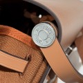 「#4585」 Hermes Gold Brown Silver Buckle HB20H Viking Canvas and Hunter Leather Shoulder Bag 20cm