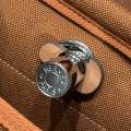「#4585」 Hermes Gold Brown Silver Buckle HB20H Viking Canvas and Hunter Leather Shoulder Bag 20cm