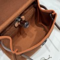 「#4585」 Hermes Gold Brown Silver Buckle HB20H Viking Canvas and Hunter Leather Shoulder Bag 20cm