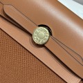 「#4586」 Hermes Golden Brown Gold Buckle HB20H Viking Canvas and Hunter Leather Shoulder Bag 20cm