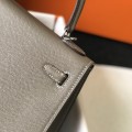 「#4006」 Hermes Grey silver buckle Kelly 25cm