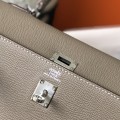 「#4006」 Hermes Grey silver buckle Kelly 25cm