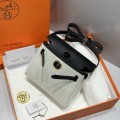 「#4587」 Hermes Panda Black Gold Buckle HB20H Viking Canvas and Hunter Leather Shoulder Bag 20cm