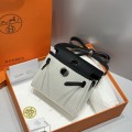 「#4588」 Hermes Panda Black Silver Buckle HB20H Viking Canvas and Hunter Leather Shoulder Bag 20cm