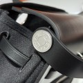 「#4591」 Hermes Black Silver Buckle HB20H Viking Canvas and Hunter Leather Shoulder Bag 20cm