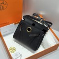 「#4592」 Hermes Black Gold Buckle HB20H Viking Canvas and Hunter Leather Shoulder Bag 20cm