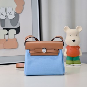 「#4595」 Hermès Mini Herbag Kelly Mini Bag 20cm Leather Patchwork Silver Buckle