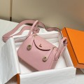 「#4064」 Hermès Milkshake Pink Mini Lindy Bag Gold Buckle 19.5x12.5