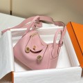 「#4064」 Hermès Milkshake Pink Mini Lindy Bag Gold Buckle 19.5x12.5