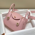 「#4064」 Hermès Milkshake Pink Mini Lindy Bag Gold Buckle 19.5x12.5
