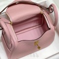 「#4064」 Hermès Milkshake Pink Mini Lindy Bag Gold Buckle 19.5x12.5