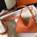 「#4065」 Hermès Flame Orange Mini Lindy Bag Gold Buckle 19.5x12.5