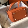 「#4065」 Hermès Flame Orange Mini Lindy Bag Gold Buckle 19.5x12.5