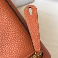 「#4065」 Hermès Flame Orange Mini Lindy Bag Gold Buckle 19.5x12.5