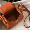 「#4065」 Hermès Flame Orange Mini Lindy Bag Gold Buckle 19.5x12.5