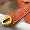 「#4065」 Hermès Flame Orange Mini Lindy Bag Gold Buckle 19.5x12.5