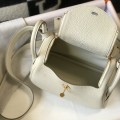 「#4066」 Hermès Milkshake White Mini Lindy Bag Gold Buckle 19.5x12.5