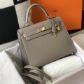 「#4008」 Hermes Grey gold buckle  Kelly 25cm