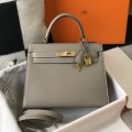 「#4008」 Hermes Grey gold buckle  Kelly 25cm