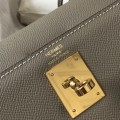「#4008」 Hermes Grey gold buckle  Kelly 25cm