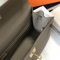 「#4008」 Hermes Grey gold buckle  Kelly 25cm