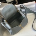 「#4070」 Hermès Linen Blue Mini Lindy Bag Gold Buckle 19.5x12.5 「#4070」 Hermès Linen Blue Mini Lindy Bag Gold Buckle 19.5x12.5