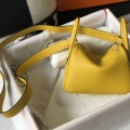 「#4071」 Hermès Amber Yellow Mini Lindy Bag Gold Buckle 19.5x12.5