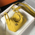 「#4071」 Hermès Amber Yellow Mini Lindy Bag Gold Buckle 19.5x12.5