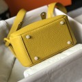 「#4071」 Hermès Amber Yellow Mini Lindy Bag Gold Buckle 19.5x12.5