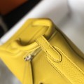 「#4071」 Hermès Amber Yellow Mini Lindy Bag Gold Buckle 19.5x12.5