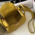 「#4071」 Hermès Amber Yellow Mini Lindy Bag Gold Buckle 19.5x12.5