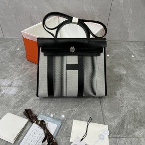 「#4613」Hermes Mini Patchwork Silver Buckle Hermes Herbag 25cm